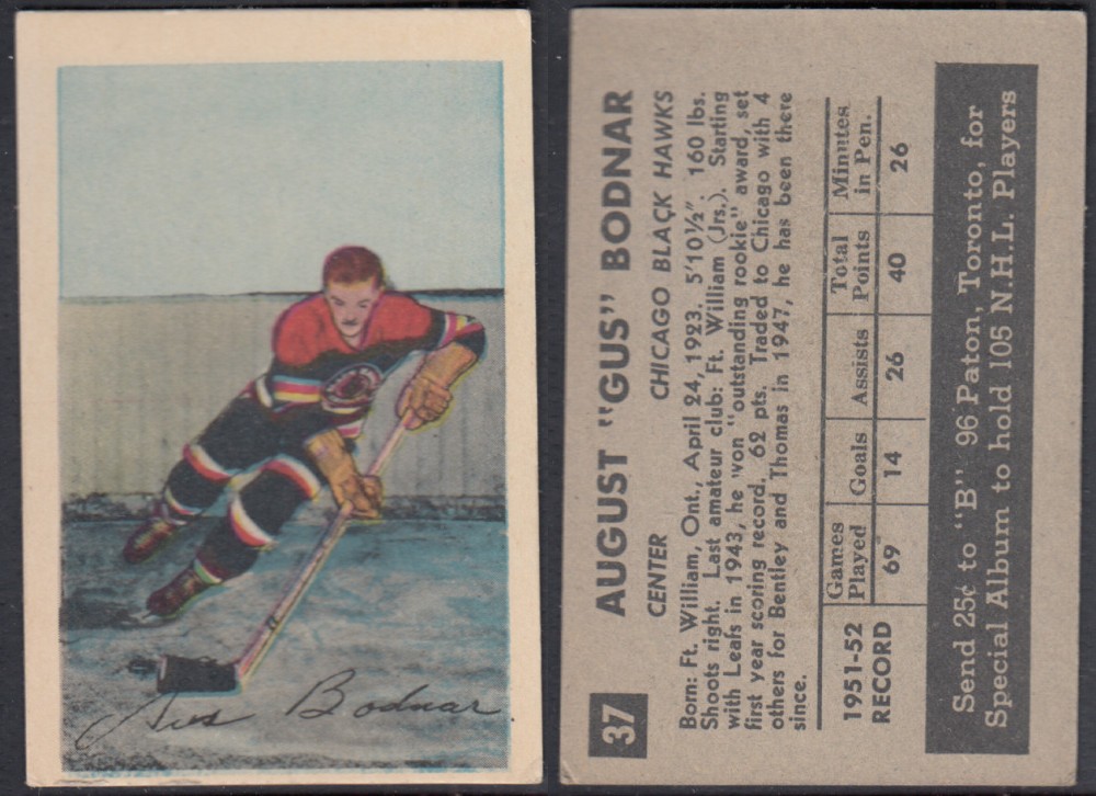 1952-53 PARKHURST HOCKEY CARD #37 A. BODNAR photo