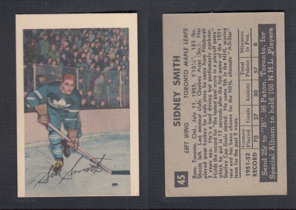 1952-53 PARKHURST HOCKEY CARD #45 S. SMITH photo