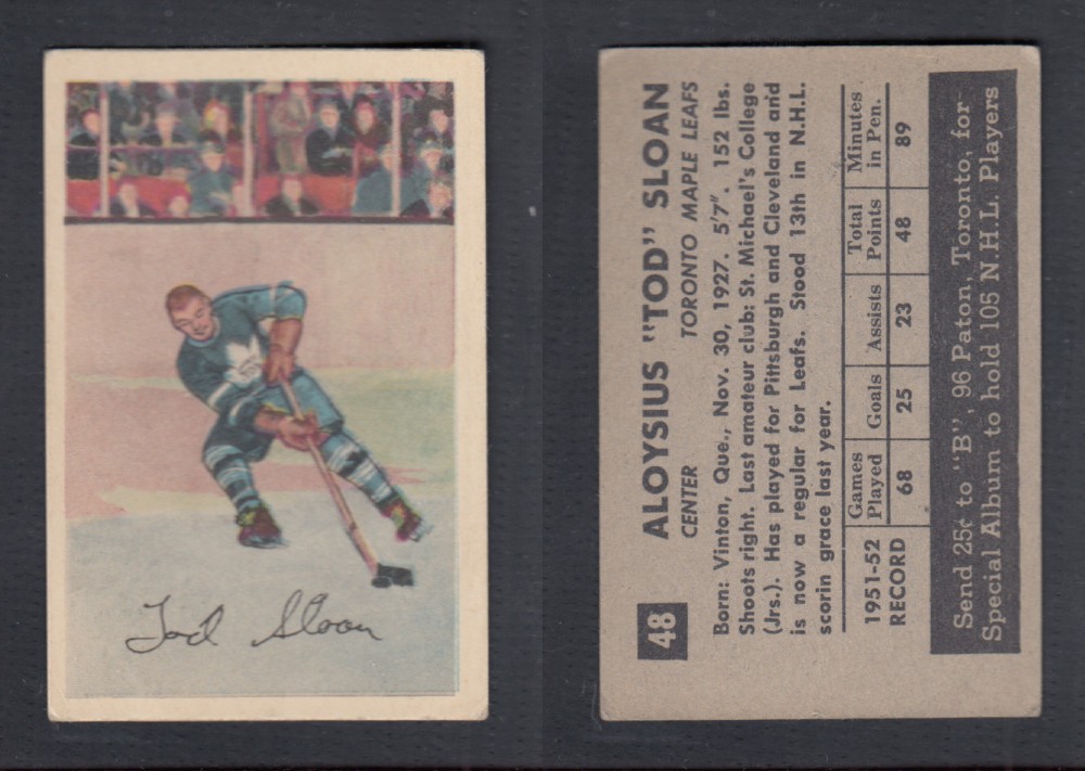 1952-53 PARKHURST HOCKEY CARD #48 A. SLOAN photo