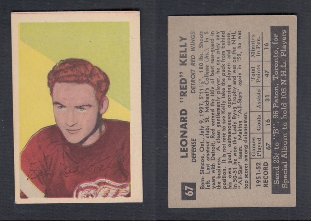 1952-53 PARKHURST HOCKEY CARD #67 L. KELLY photo