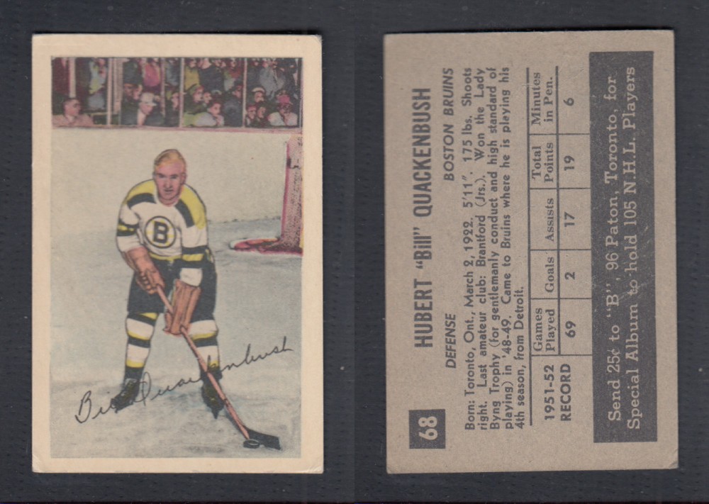 1952-53 PARKHURST HOCKEY CARD #68 H. QUACKENBUSH photo