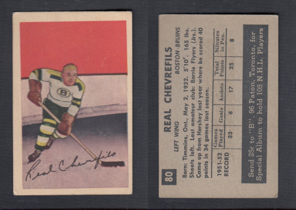 1952-53 PARKHURST HOCKEY CARD #80 R. CHEVREFILS photo