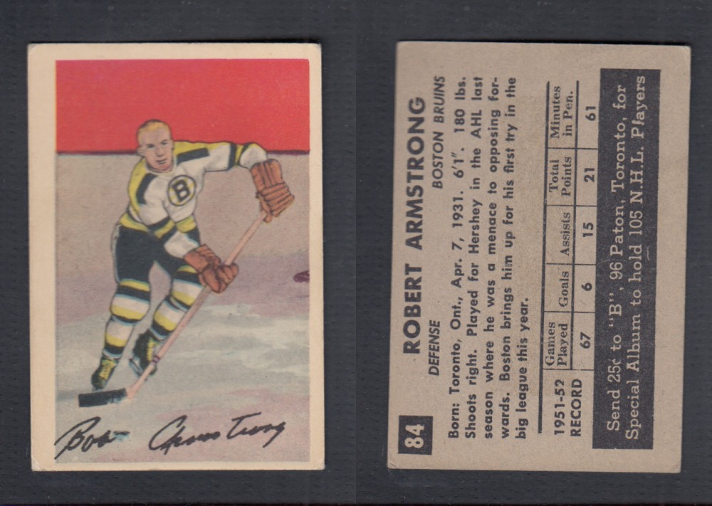 1952-53 PARKHURST HOCKEY CARD #84 R. ARMSTRONG photo