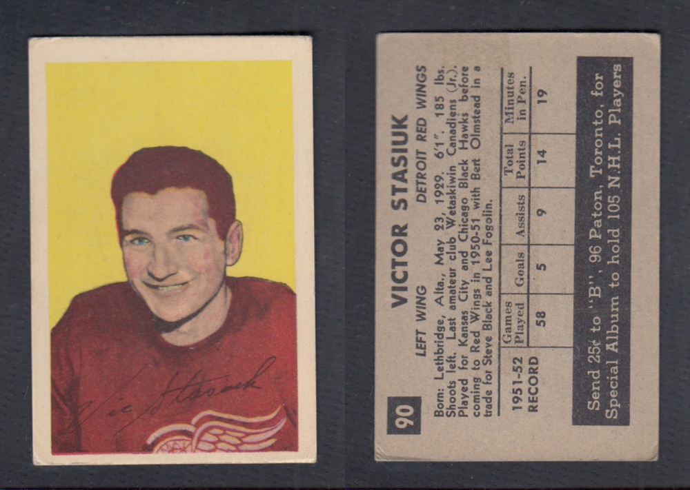 1952-53 PARKHURST HOCKEY CARD #90 V. STASIUK photo