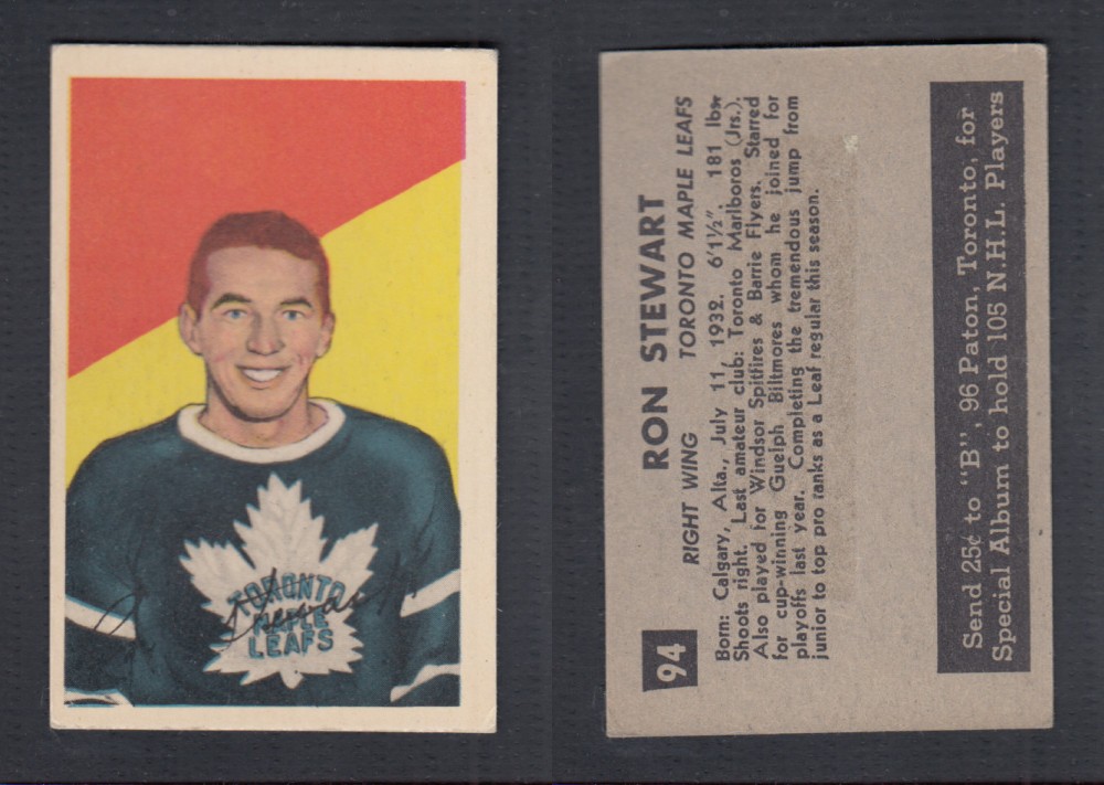 1952-53 PARKHURST HOCKEY CARD #94 R. STEWART photo