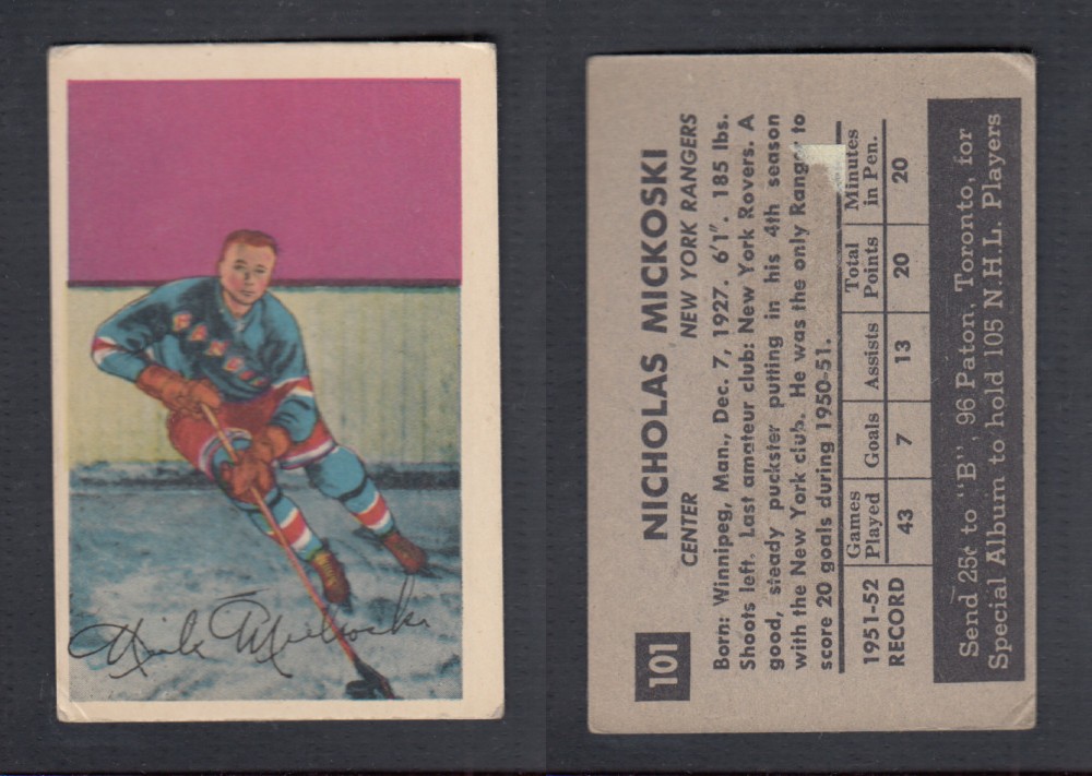 1952-53 PARKHURST HOCKEY CARD #101 N. MICKOSKI photo