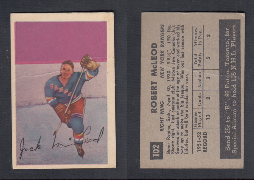 1952-53 PARKHURST HOCKEY CARD #102 R. MCLEOD photo