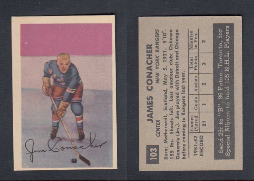 1952-53 PARKHURST HOCKEY CARD #103 J. CONACHER photo