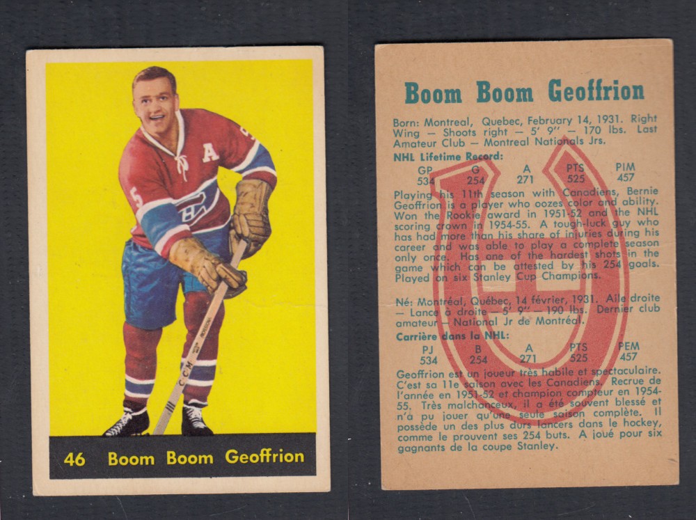 1960-61 PARKHURST HOCKEY CARD #46 B. GEOFFRION photo