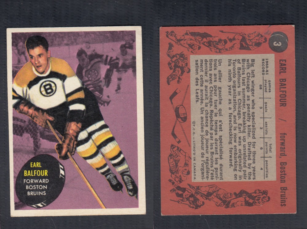 1961-62 TOPPS HOCKEY CARD #3 E. BALFOUR photo