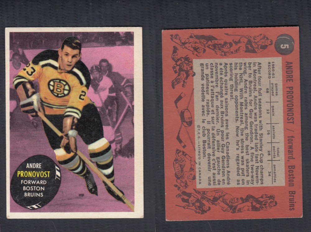 1961-62 TOPPS HOCKEY CARD #5 A. PRONOVOST photo