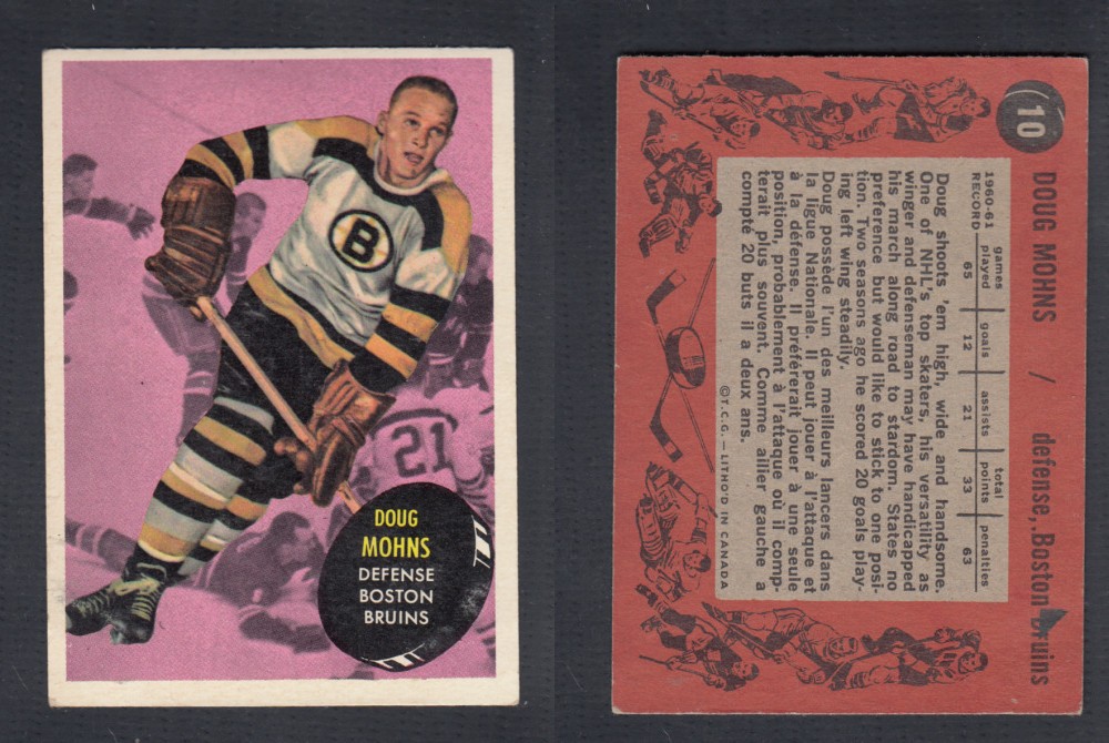 1961-62 TOPPS HOCKEY CARD #10 D. MOHNS photo