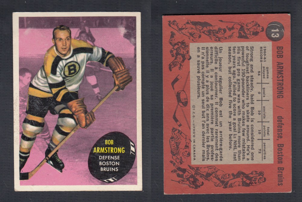 1961-62 TOPPS HOCKEY CARD #13 B. ARMSTRONG photo