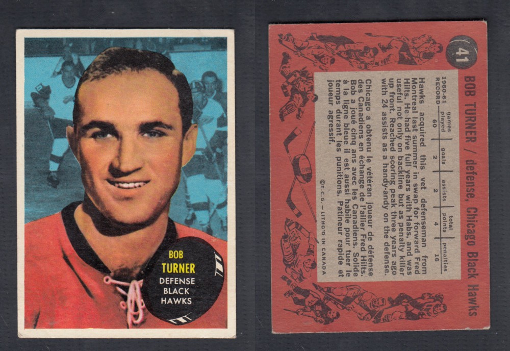 1961-62 TOPPS HOCKEY CARD #41 B. TURNER photo