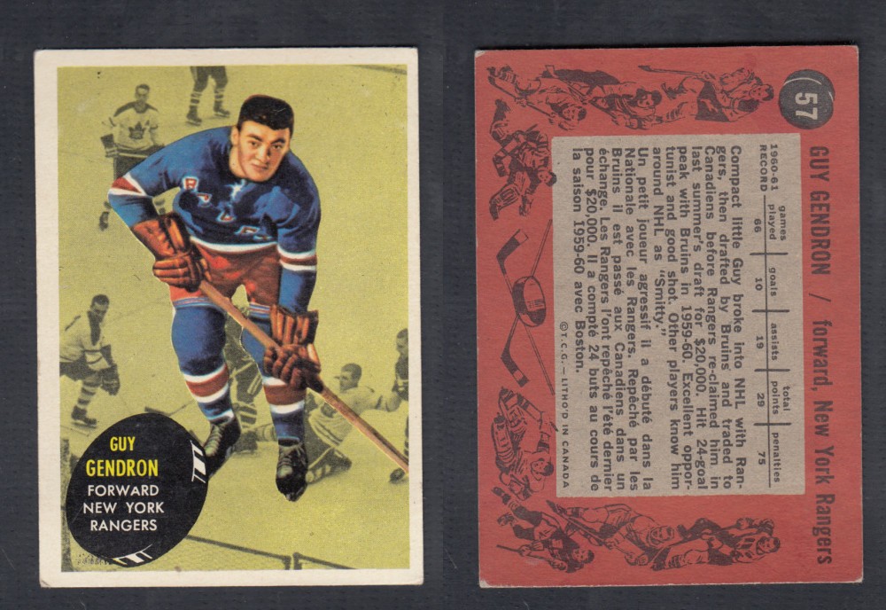 1961-62 TOPPS HOCKEY CARD #57 G. GENDRON photo