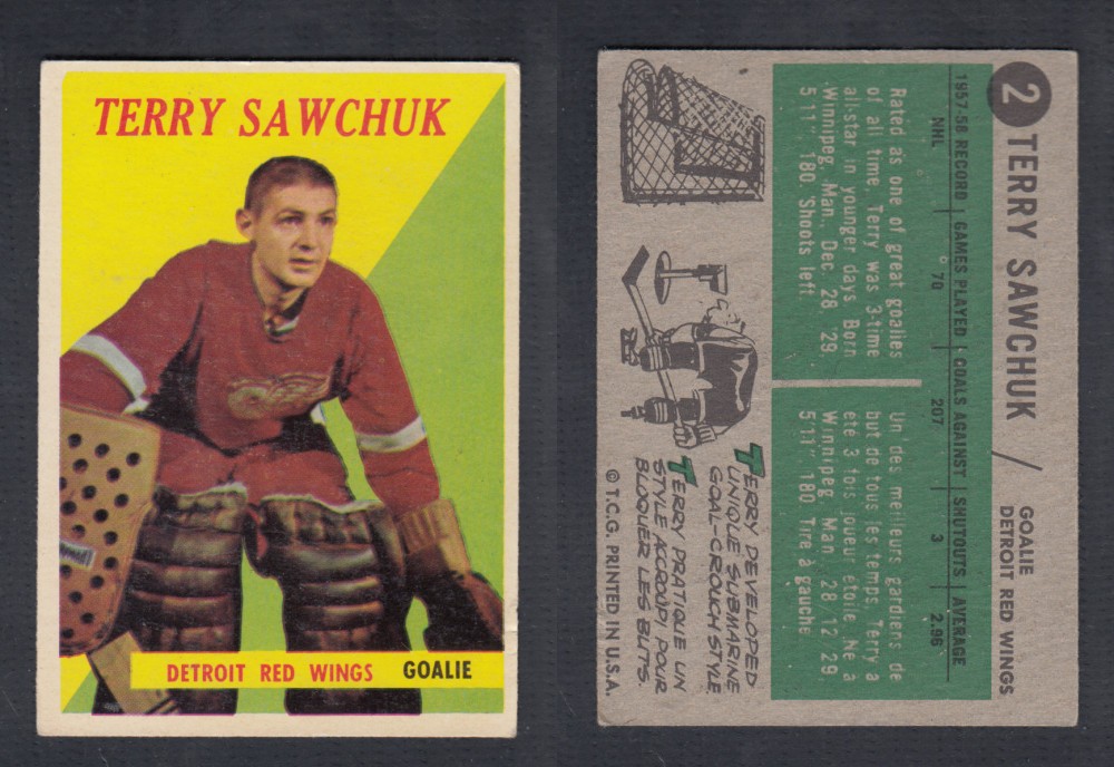 1958-59 TOPPS HOCKEY CARD #2 T. SAWCHUK photo