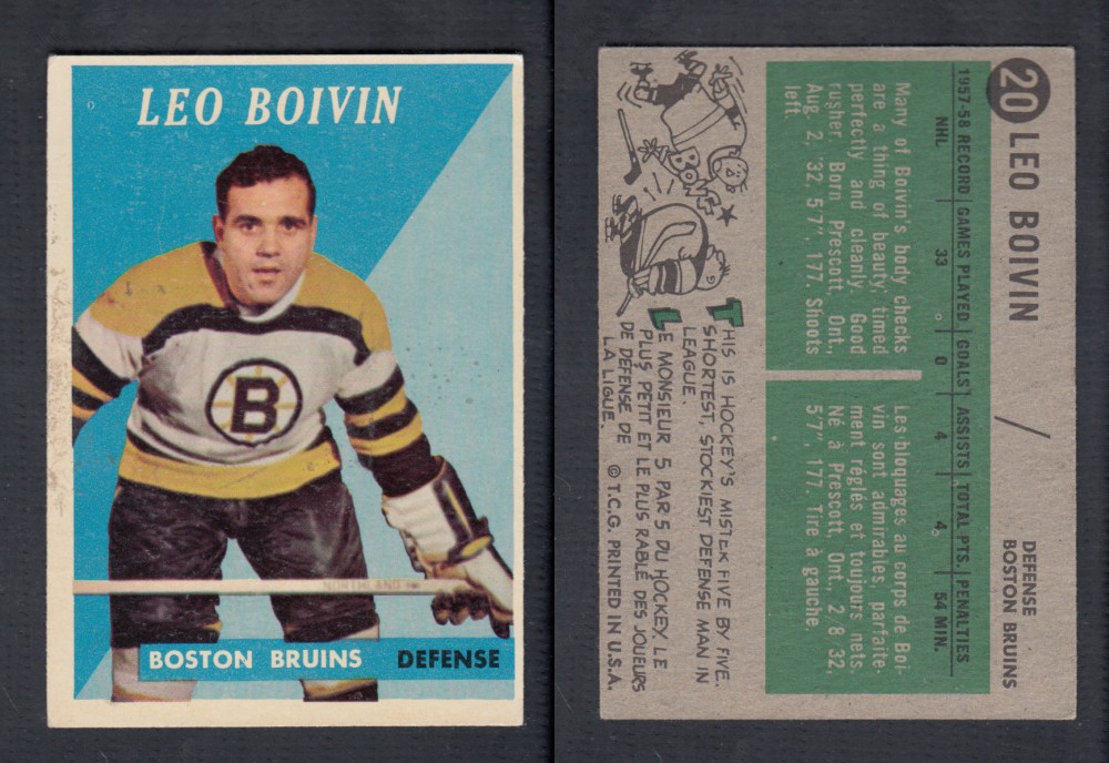 1958-59 TOPPS HOCKEY CARD #20 L. BOIVIN photo