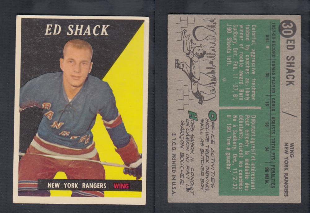 1958-59 TOPPS HOCKEY CARD #30 E. SHACK photo