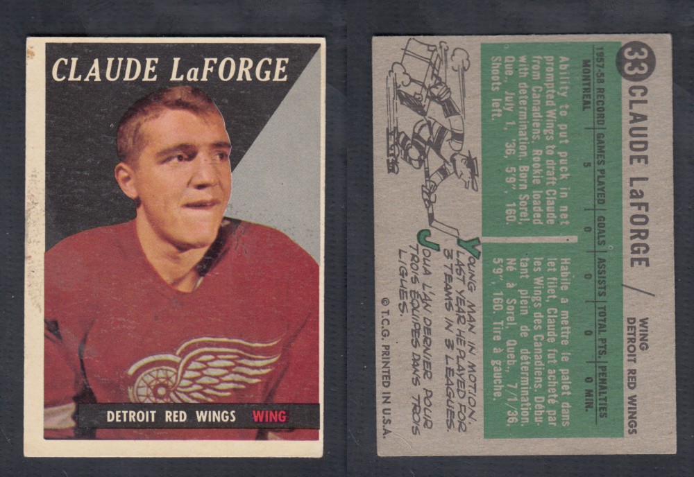 1958-59 TOPPS HOCKEY CARD #33 C. LAFORGE photo