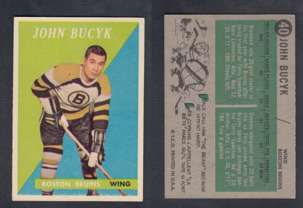 1958-59 TOPPS HOCKEY CARD #40 J. BUCYK photo