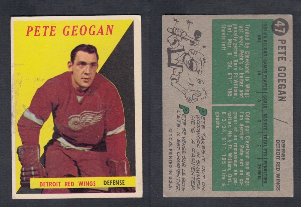 1958-59 TOPPS HOCKEY CARD #47 P. GOEGAN photo