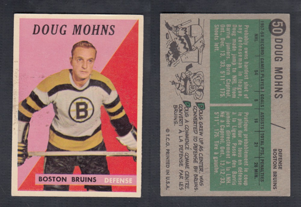 1958-59 TOPPS HOCKEY CARD #50 D. MOHNS photo