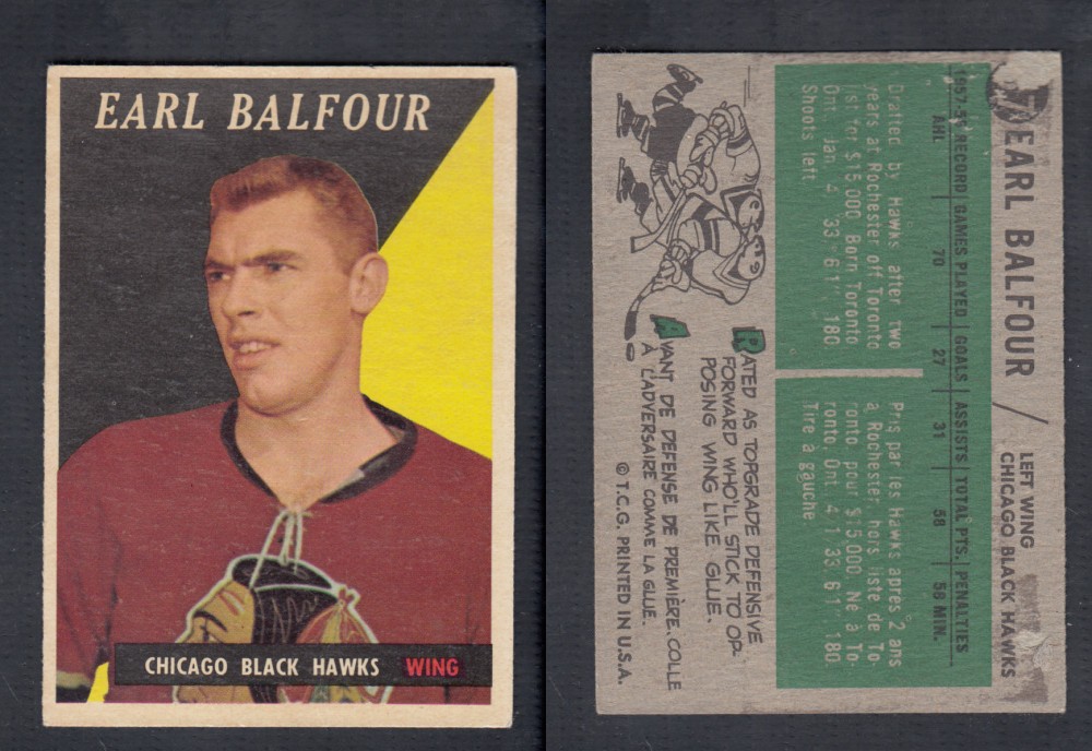 1958-59 TOPPS HOCKEY CARD #37 E. BALFOUR photo