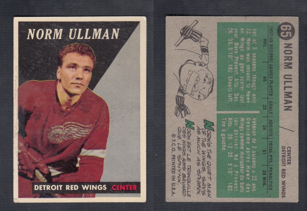 1958-59 TOPPS HOCKEY CARD #65 N. ULLMAN photo