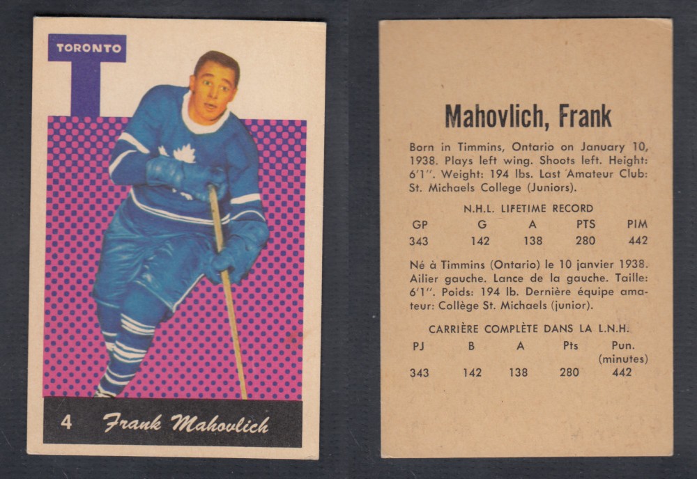 1962-63 PARKHURST HOCKEY CARD #4 F. MAHOVLICH photo