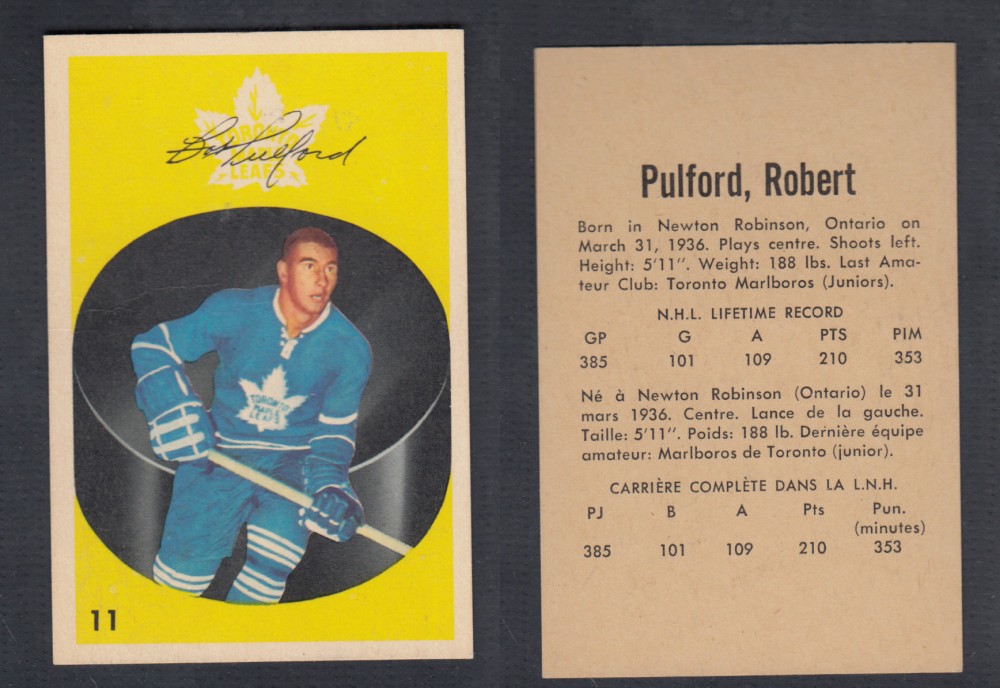 1962-63 PARKHURST HOCKEY CARD #11 R. PULFORD photo