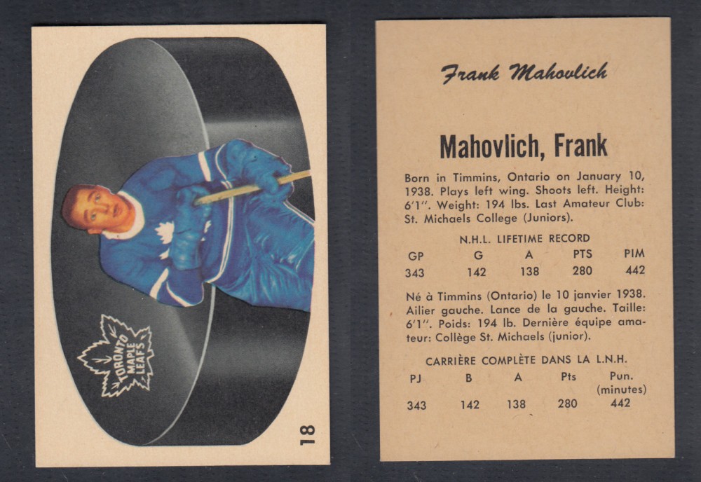 1962-63 PARKHURST HOCKEY CARD #18 F. MAHOVLICH photo