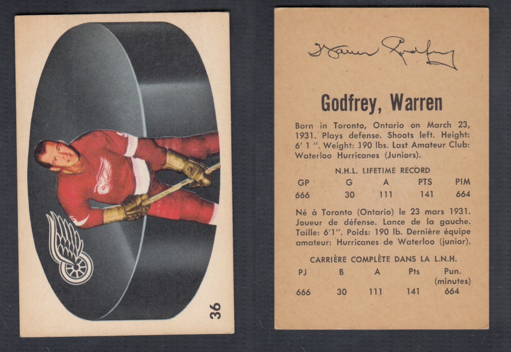 1962-63 PARKHURST HOCKEY CARD #36 W. GODFREY photo