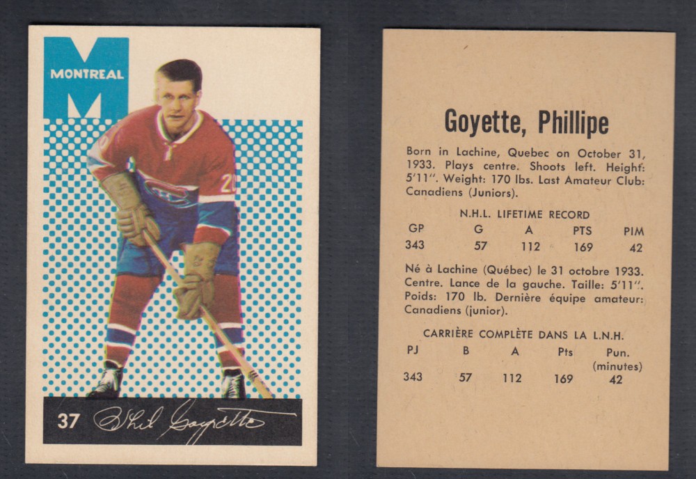 1962-63 PARKHURST HOCKEY CARD #37 P. GOYETTE photo