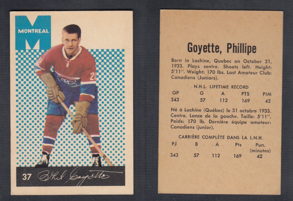 1962-63 PARKHURST HOCKEY CARD #37 P. GOYETTE photo