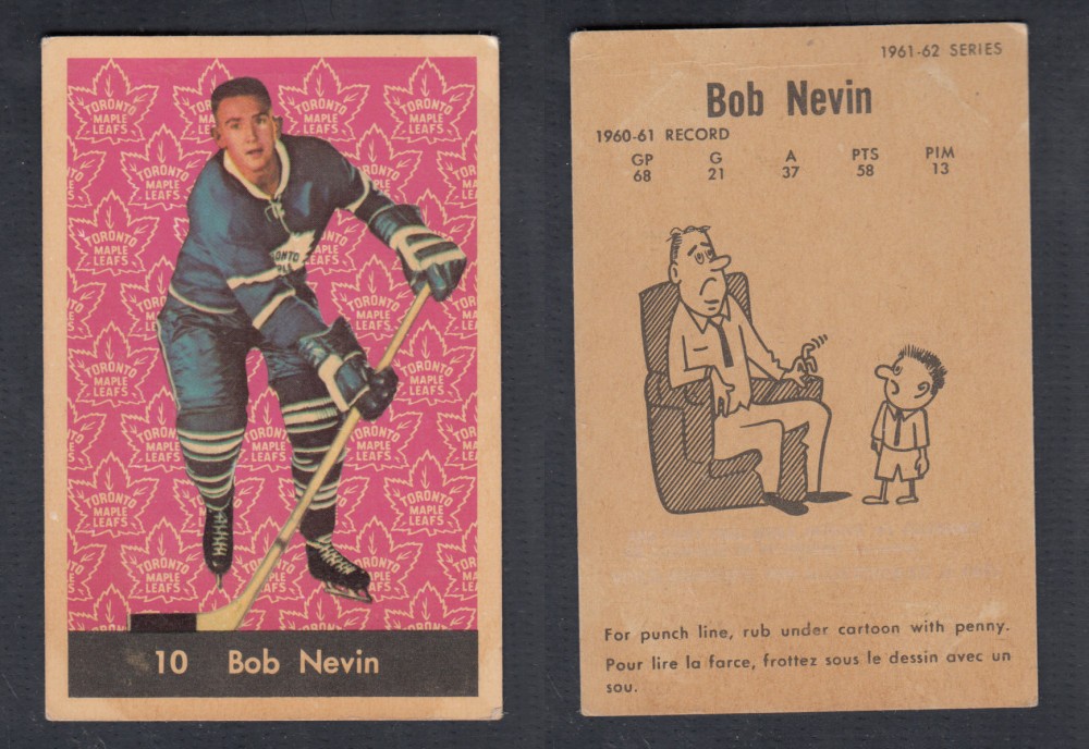 1961-62 PARKHURST HOCKEY CARD #10 B. NEVIN photo