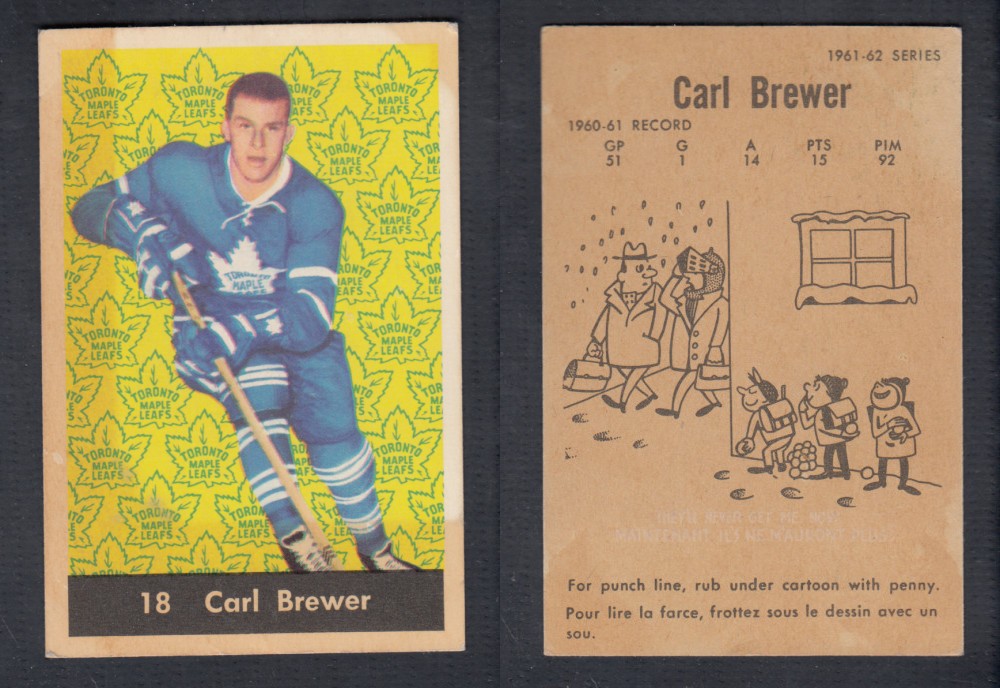 1961-62 PARKHURST HOCKEY CARD #18 C. BREWER photo
