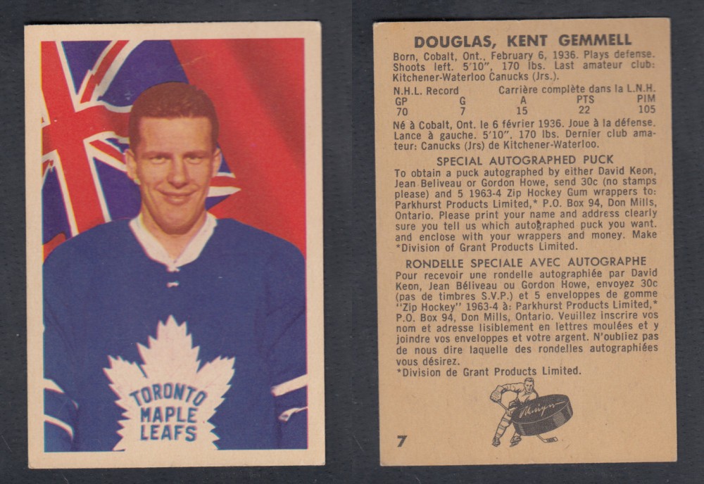 1963-64 PARKHURST HOCKEY CARD #7 K. DOUGLAS photo