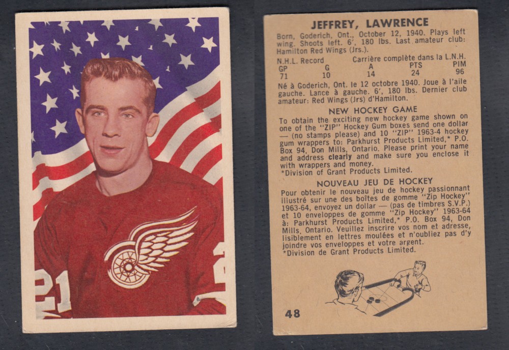 1963-64 PARKHURST HOCKEY CARD #48 L. JEFFREY photo