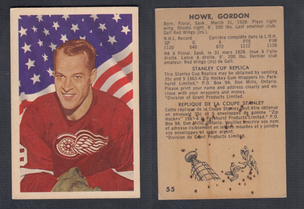 1963-64 PARKHURST HOCKEY CARD #55 G. HOWE photo