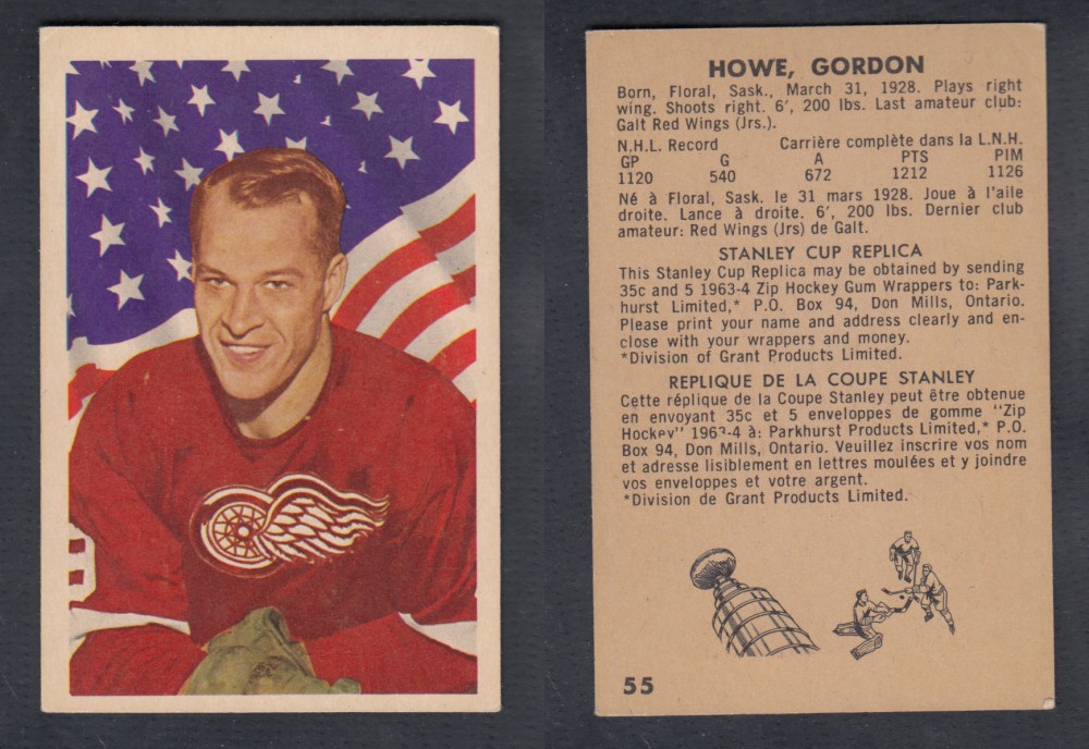 1963-64 PARKHURST HOCKEY CARD #55 G. HOWE photo