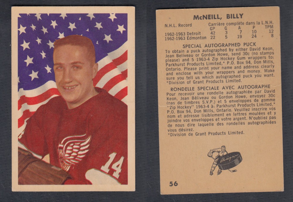 1963-64 PARKHURST HOCKEY CARD #56 B. MCNEILL photo