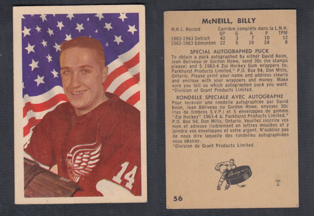 1963-64 PARKHURST HOCKEY CARD #56 B. MCNEILL photo