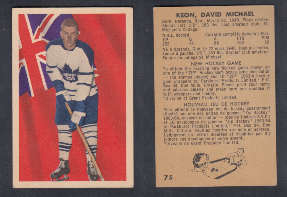 1963-64 PARKHURST HOCKEY CARD #75 D. KEON photo