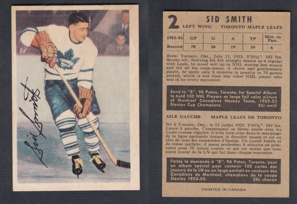 1953-54 PARKHURST HOCKEY CARD #2 S. SMITH photo