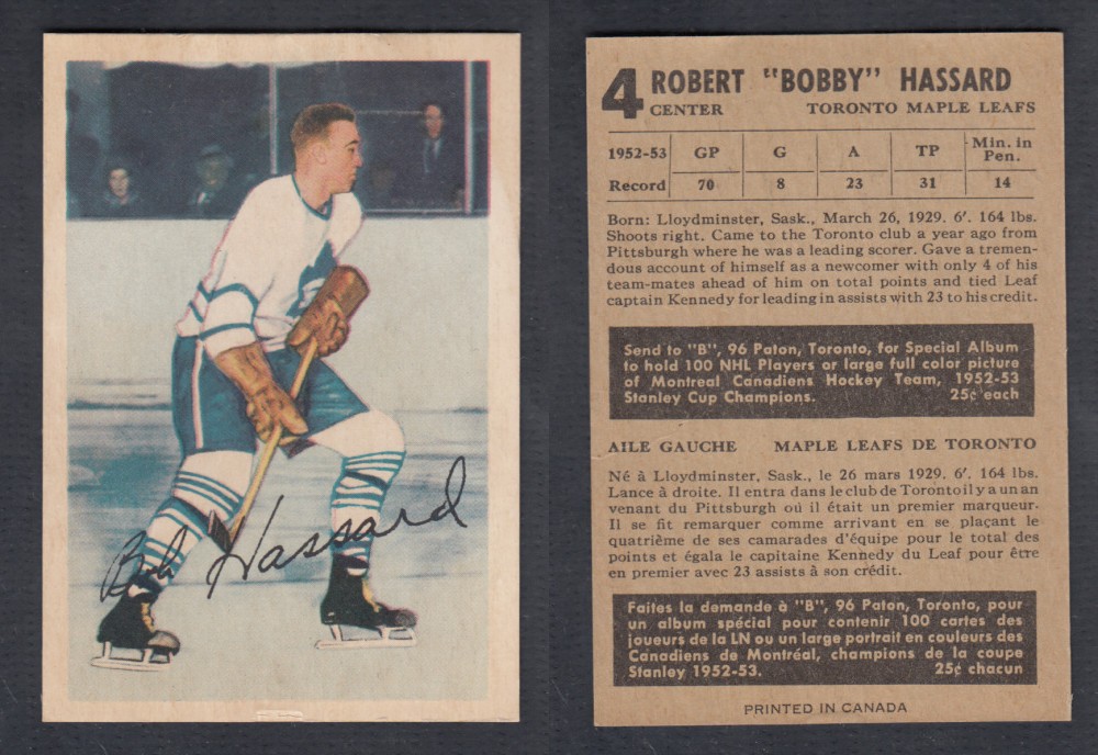 1953-54 PARKHURST HOCKEY CARD #4 R. HASSARD photo