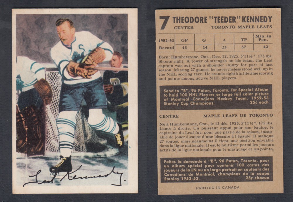 1953-54 PARKHURST HOCKEY CARD #7 T. KENNEDY photo