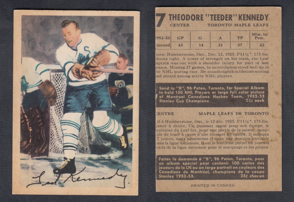 1953-54 PARKHURST HOCKEY CARD #7 T. KENNEDY photo