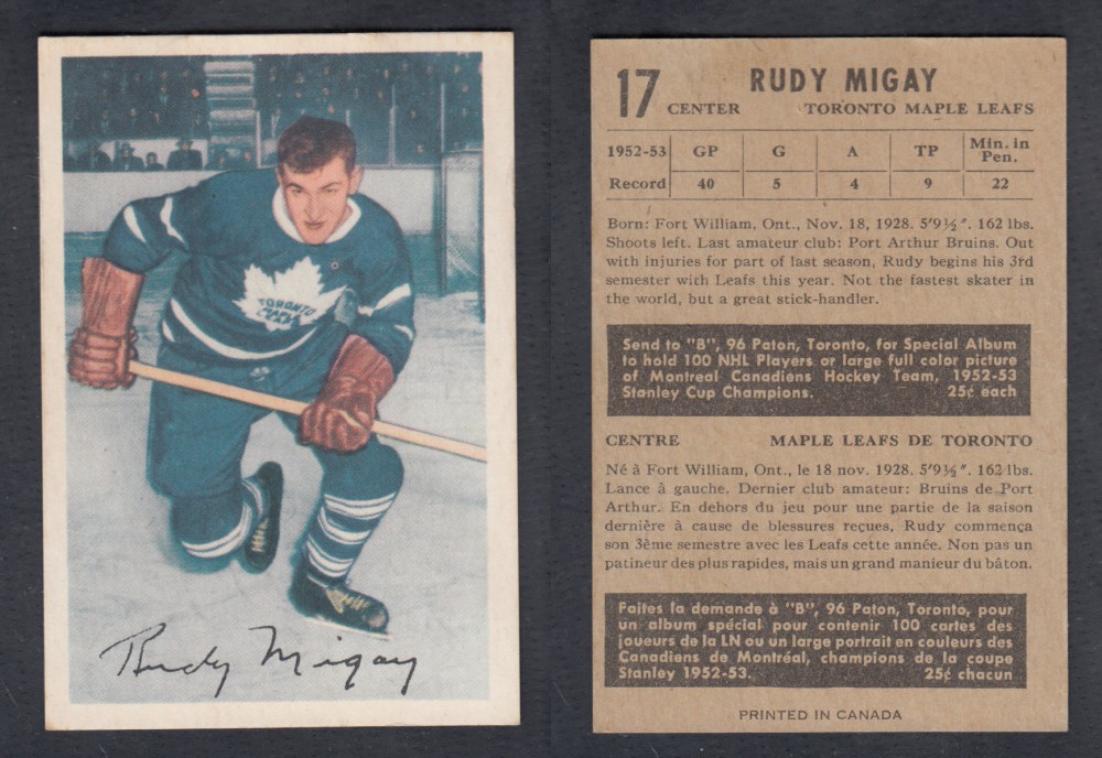 1953-54 PARKHURST HOCKEY CARD #17 R. MIGAY photo