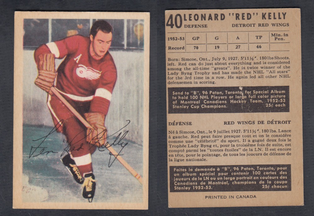 1953-54 PARKHURST HOCKEY CARD #40 L. KELLY photo