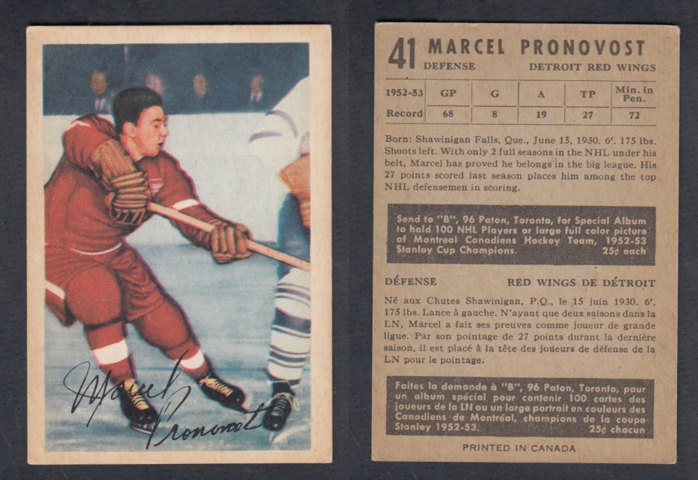 1953-54 PARKHURST HOCKEY CARD #41 M. PRONOVOST photo